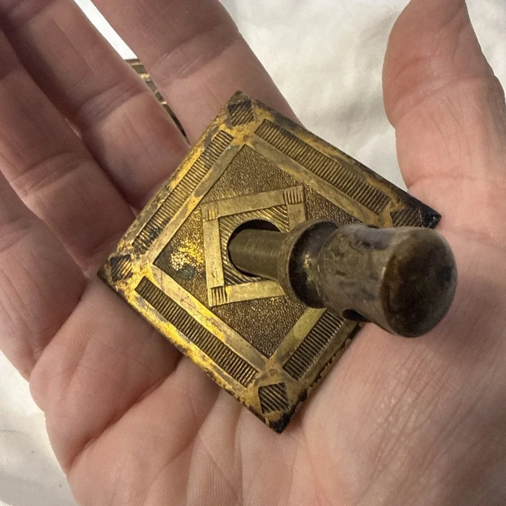 Vintage Lot Brass 6 Arts & Crafts drawer Square Ring pull Steampunk Boho Diamond